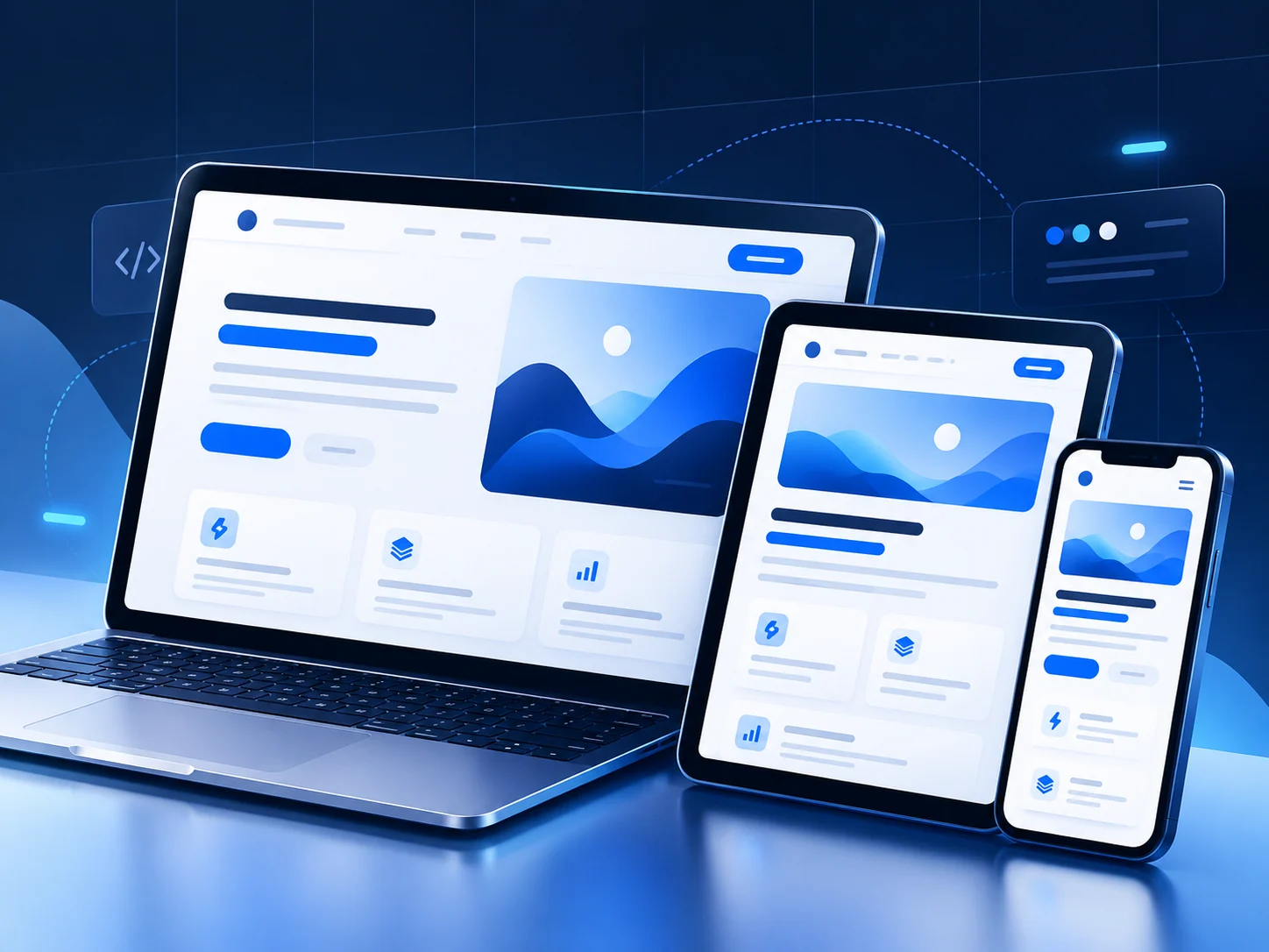 Graphic showing Device-first layouts for website development