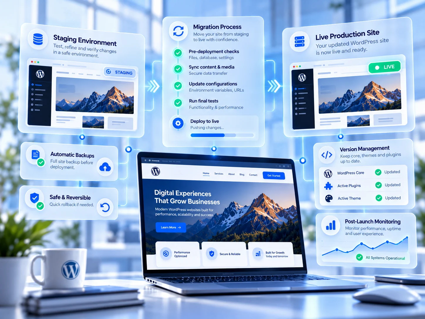 Graphic showing Confident go-live for website development