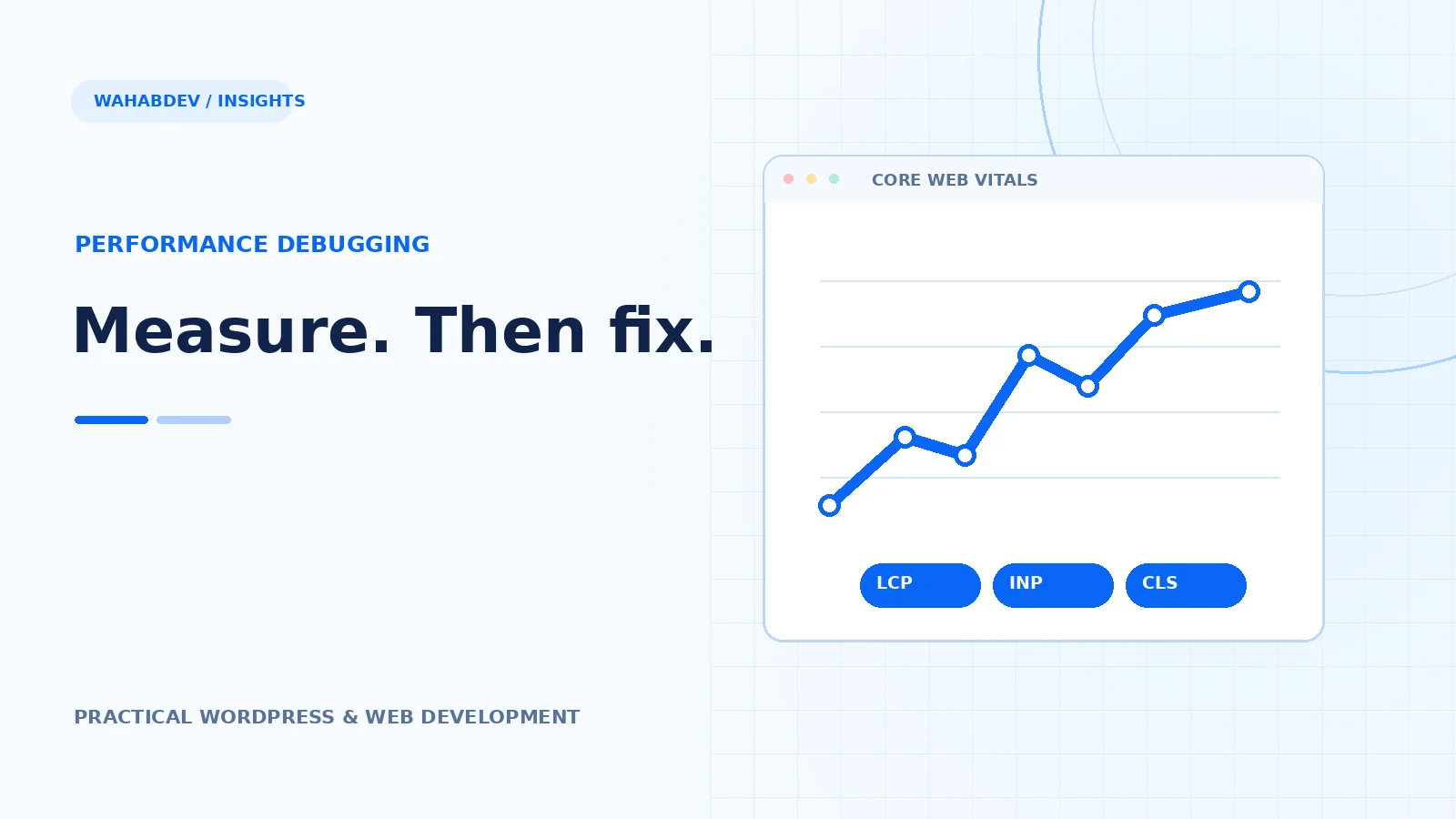 Original editorial illustration about core web vitals for wordpress: fix problems in the right order