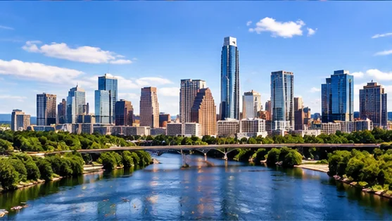 Editorial skyline-inspired scene for Austin, TX