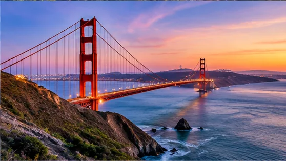 Editorial skyline-inspired scene for San Francisco, CA